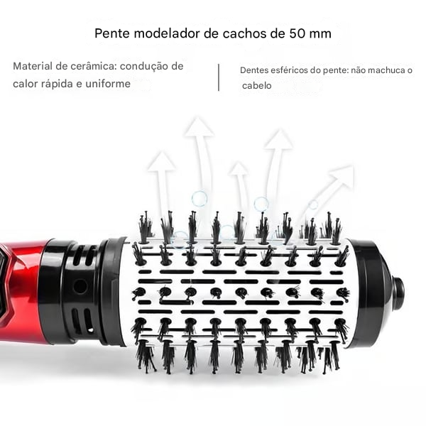 (Compre 1 Leve 2) Modelador de Cabelo 2 em 1 com Ar Quente e Secador Rotativo ✅