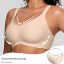 🎉🏆 Sutiã Feminino Sem Fio com Decote em V e Tiras Cruzadas em Tule – Bralette Confortável, Sem Aro, Sem Costura, Push-Up, Suporte para Camisetas, Ideal para o Dia a Dia ✅