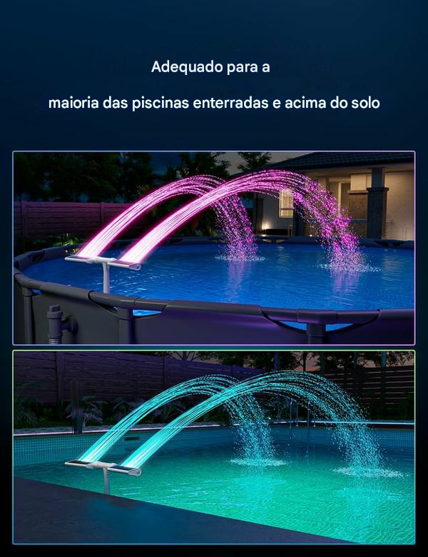 🔥Fonte de piscina solar com iluminação de arco duplo – Iluminação de fonte de piscina acima/abaixo do solo com controle remoto