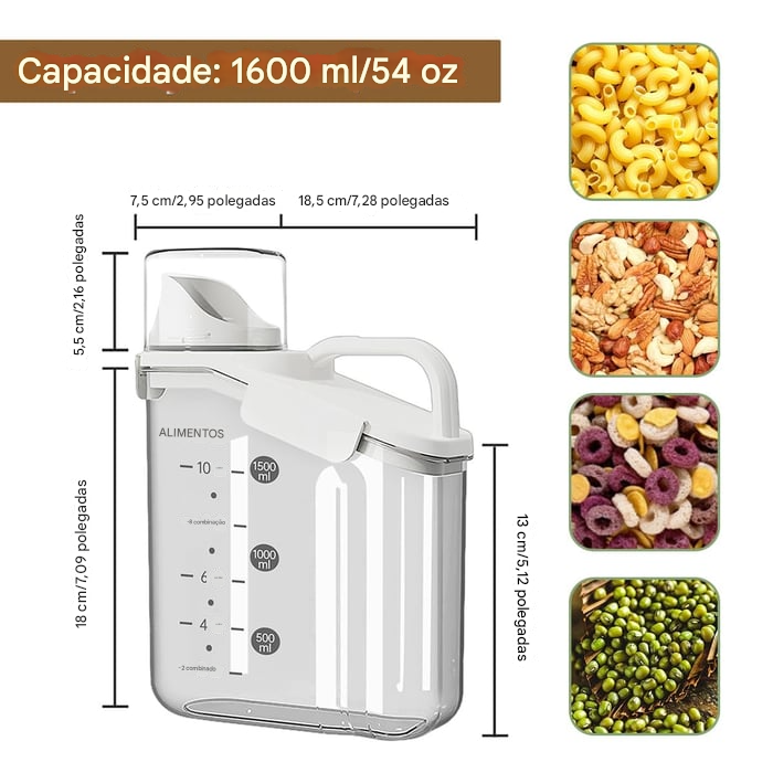 Potes Herméticos Transparentes para Armazenamento de Alimentos