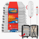 Pacote com 9 bolsas de viagem leves com bomba elétrica USB