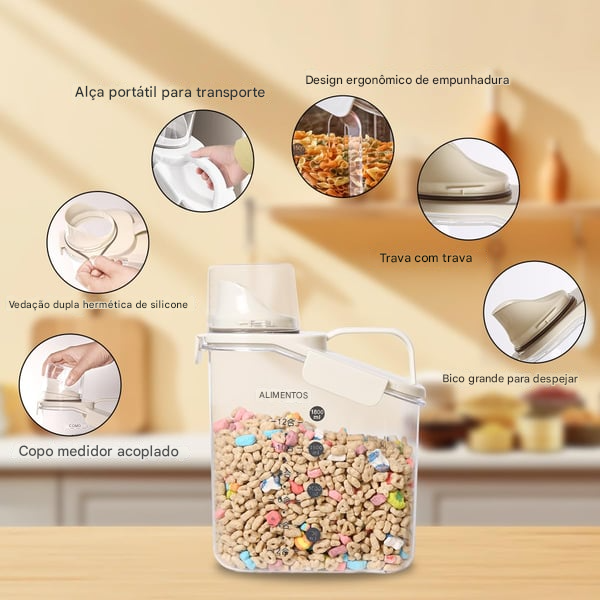 Potes Herméticos Transparentes para Armazenamento de Alimentos