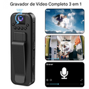 🔥 Câmera corporal vestível com visão noturna e lente rotativa de 180° — ideal para vlogs.