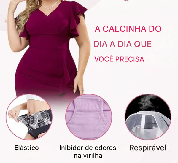 🔥Calcinha feminina plus size de algodão puro com cintura alta e controle de barriga