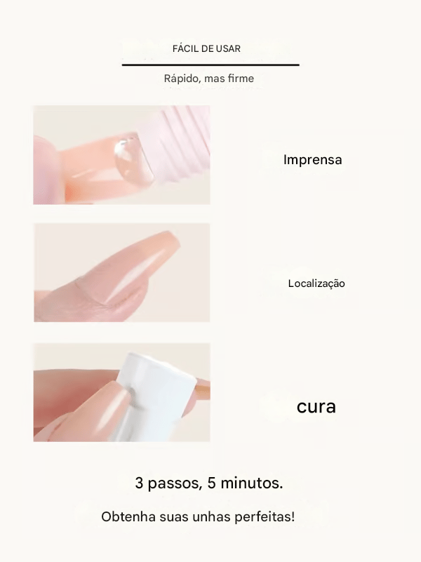 Conjunto Mágico de Cola Fixa para Unhas – Kit de Arte para Unhas 3 em 1