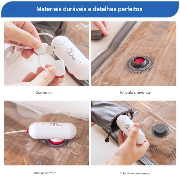 Pacote com 9 bolsas de viagem leves com bomba elétrica USB