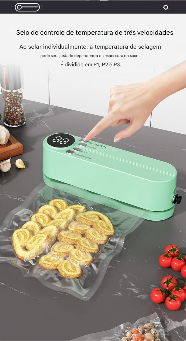 🥗Mantenha seus alimentos frescos – ✨Mini selador a vácuo sem fio