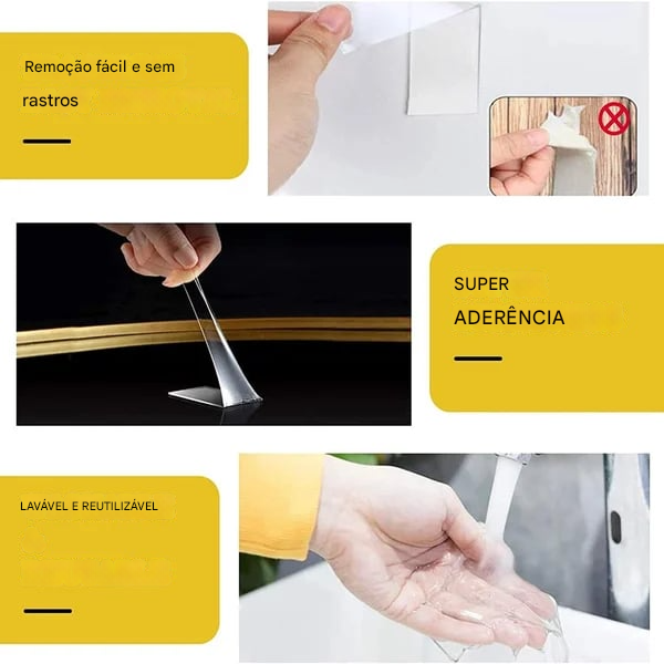 🔥🔥Fita Mágica Nano Transparente Sem Marcas, Reutilizável e Dupla Face
