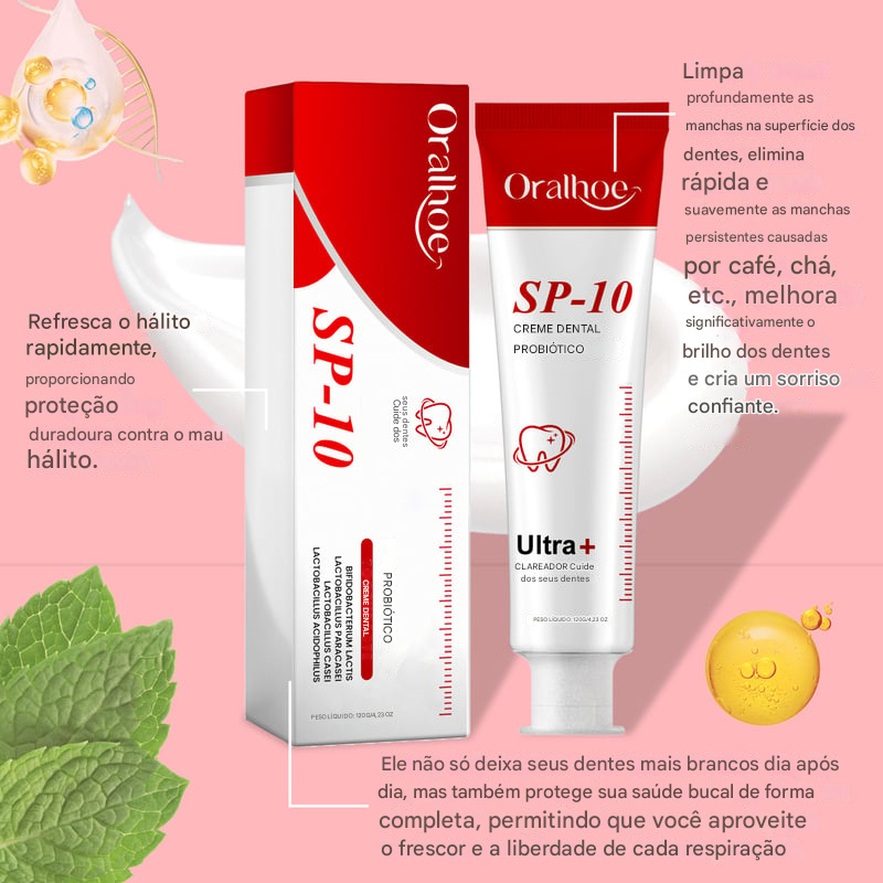 (Compre 1 Leve 2) Quase esgotado 💥🔥 Creme Dental Super Probiótico – Sabor Hortelã Refrescante de Primavera – Fortalece o Esmalte, Clareia o Sorriso e Garante Hálito Fresco por Muito Mais Tempo. Presente Perfeito! ✅
