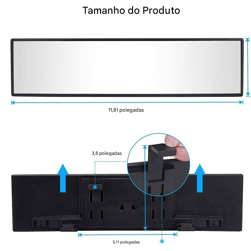 🔥Espelho convexo panorâmico universal de 11,81 polegadas
