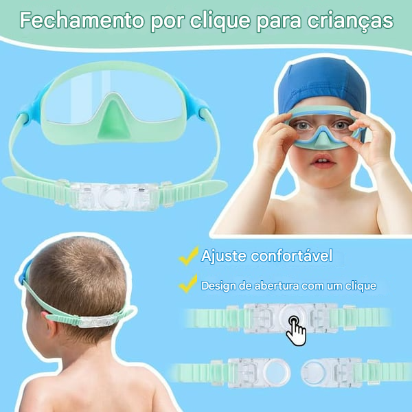 🔥🏊‍♀️Óculos de natação HD para crianças com armação grande, à prova d'água e antiembaçante.