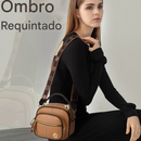 Bolsa transversal de couro com alça larga ajustável e compartimentos multifuncionais clássicos