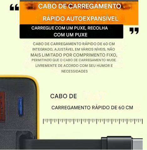 ✨Carregador 3 em 1 Retrátil 80W MAX Rápido