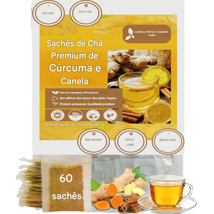 🌹Chá de cúrcuma, gengibre e canela 149% natural