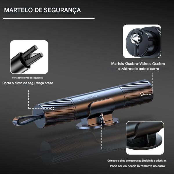 Martelo quebra-vidros seguro para uso subaquático