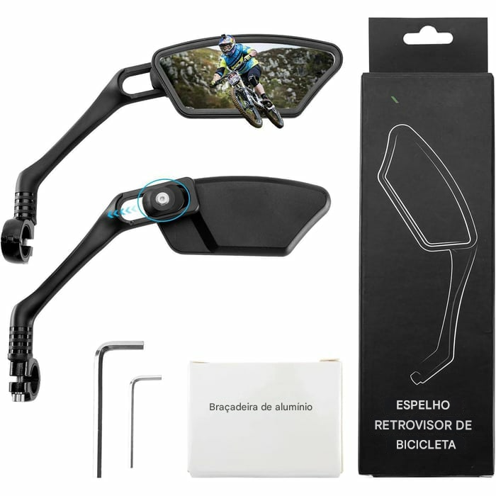 Espelho para bicicleta para mais segurança e conforto! 🚴‍♂️✨Visão clara, mais conforto em cada pedalada