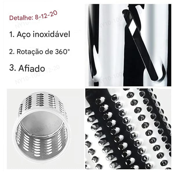 Ralador rotativo de queijo e fatiador de vegetais 3 em 1