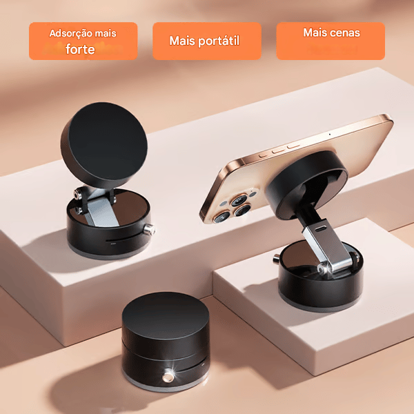 🔥 Suporte de celular magnético a vácuo, dobrável e portátil