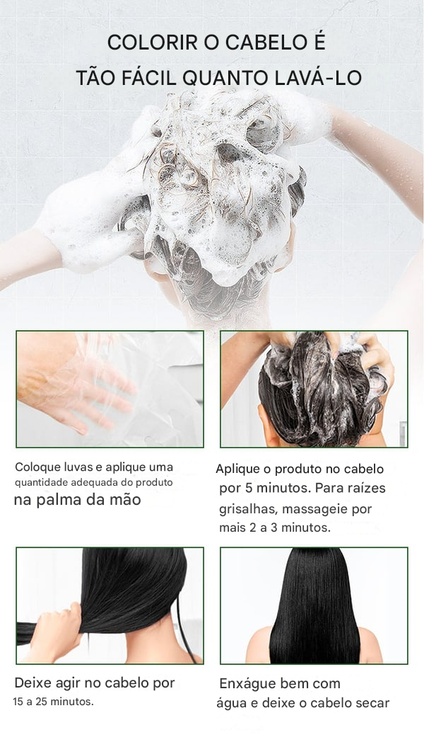 💥 Extrato Puro de Plantas para Tintura em Espuma de Cabelo Grisalho