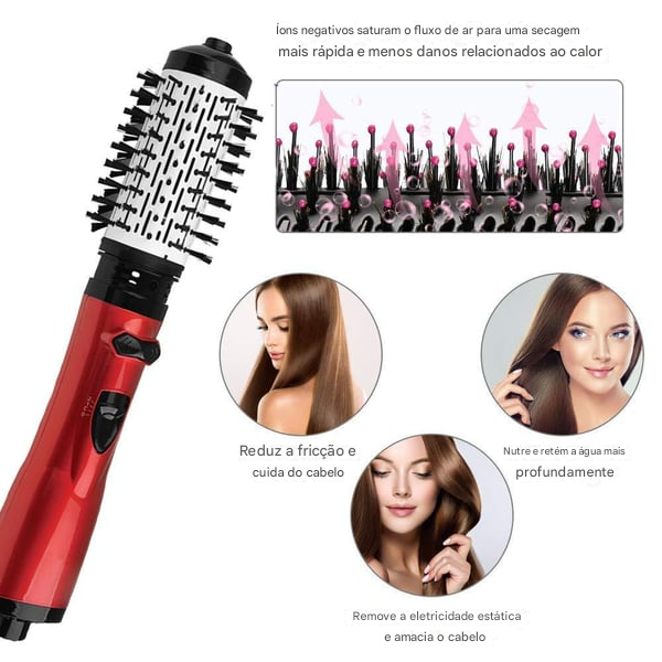 (Compre 1 Leve 2) Modelador de Cabelo 2 em 1 com Ar Quente e Secador Rotativo ✅