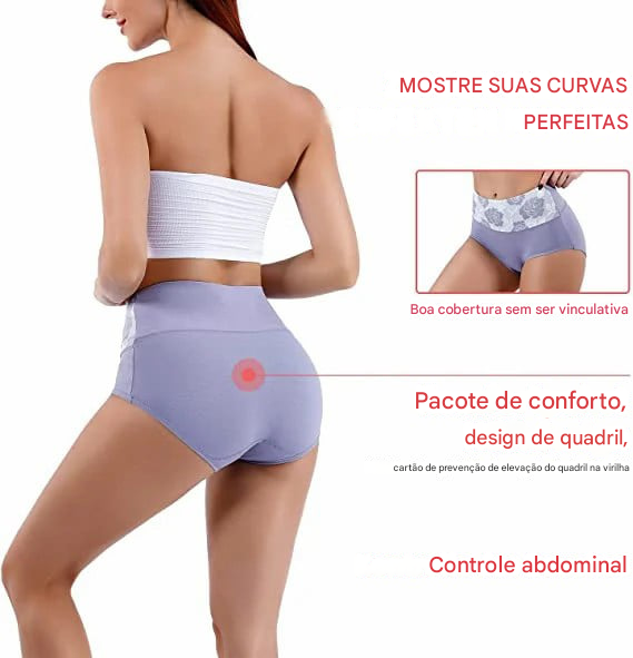 🔥Calcinha feminina plus size de algodão puro com cintura alta e controle de barriga