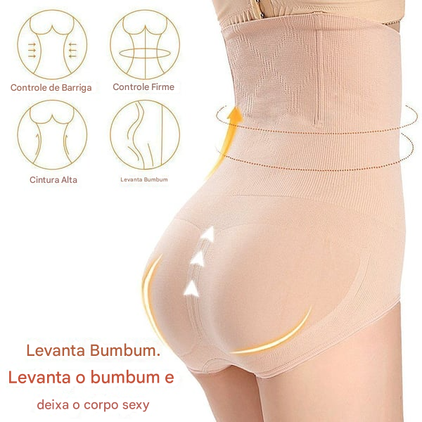 Calcinha modeladora de cintura alta com controle de barriga