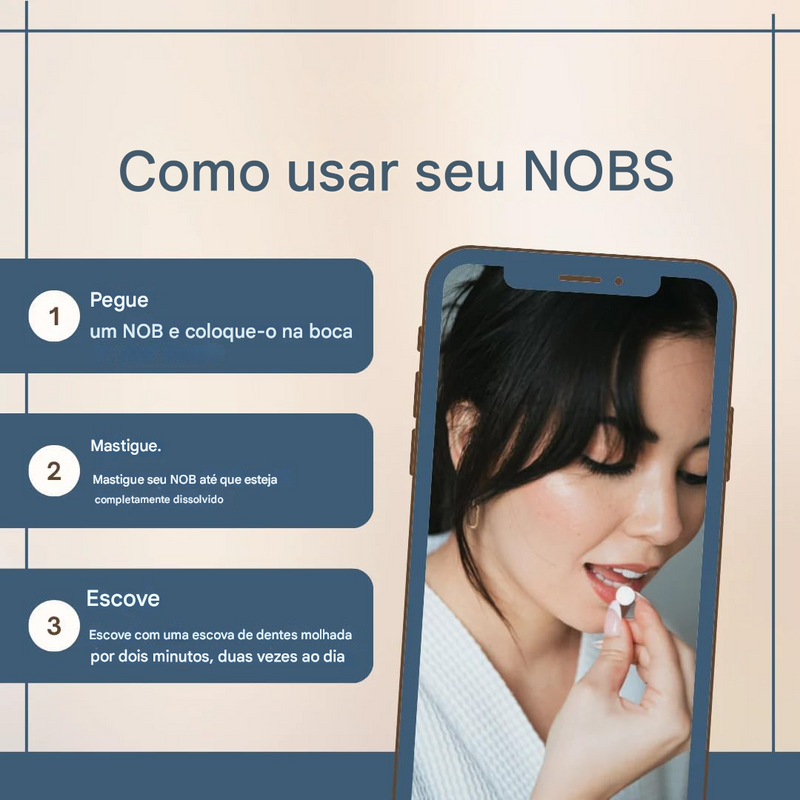 Tabletes de Creme Dental NOBS – Nano Hidroxiapatita, Sem Flúor, Sem Plástico, Ecológico e Ideal para Viagens 🌱🦷✈️