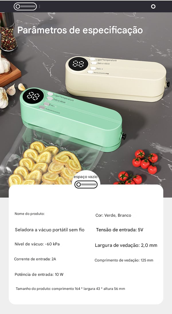 🥗Mantenha seus alimentos frescos – ✨Mini selador a vácuo sem fio