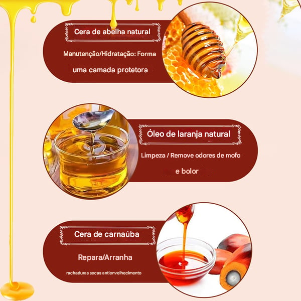 🔥Condicionador de Madeira com Cera de Abelha Natural & Óleo de Laranja