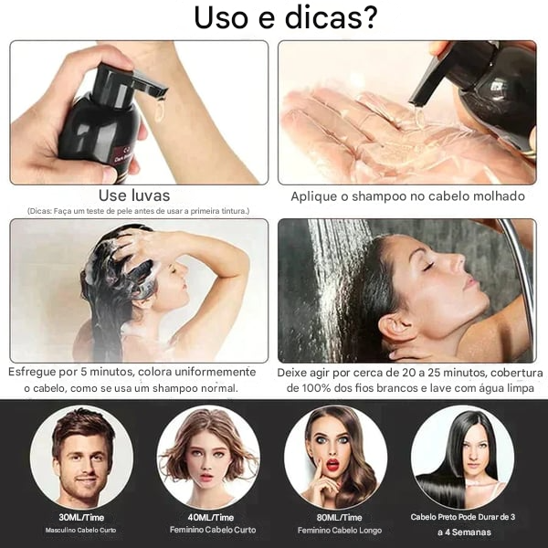 🔥Shampoo Tingidor 3 em 1 Preto Instantâneo 148%