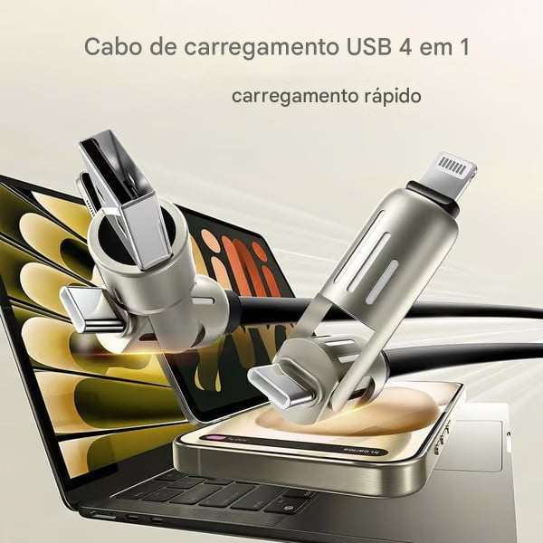 🔥Cabo USB 4 em 1 com Carregamento Rápido ⚡