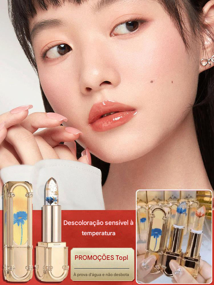 Batom com Flor que Muda de Cor